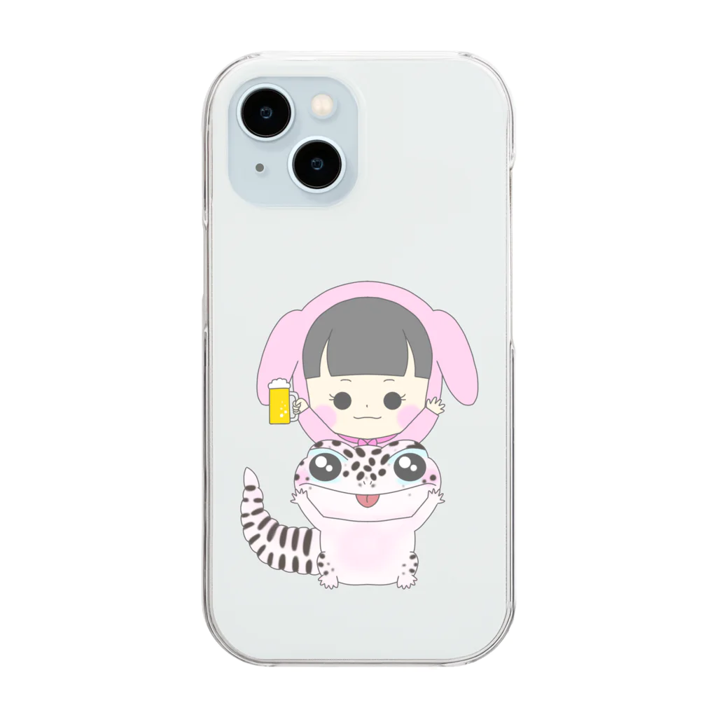 milkyway.77の乾杯アルラビちゃんとレオパ Clear Smartphone Case