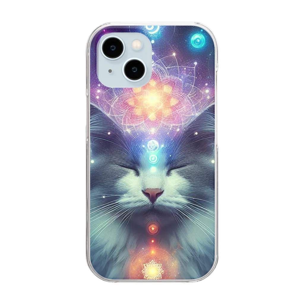 Wabi NekoyamaのChakra Cat Clear Smartphone Case