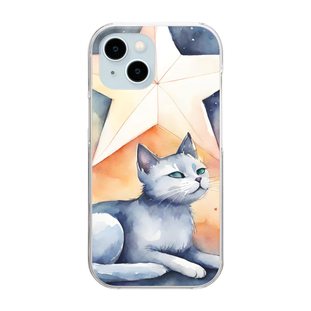 星降る夜にの星追い猫 Clear Smartphone Case