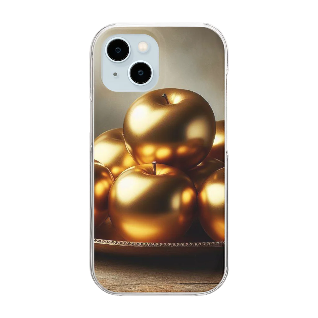 金運上昇金のリンゴの黄金のリンゴ Clear Smartphone Case