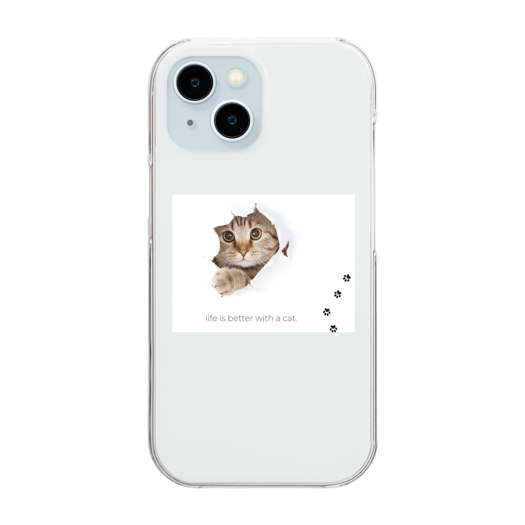 CaTsのふんわりネコ Clear Smartphone Case