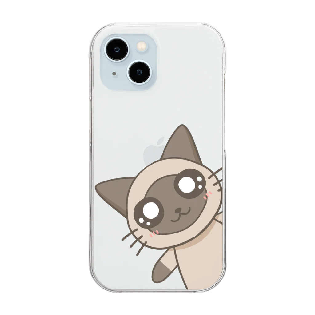 aniopics (あにまるぴくす)のLimeくん(シャム猫)のシンプルスマホケースver.3 Clear Smartphone Case