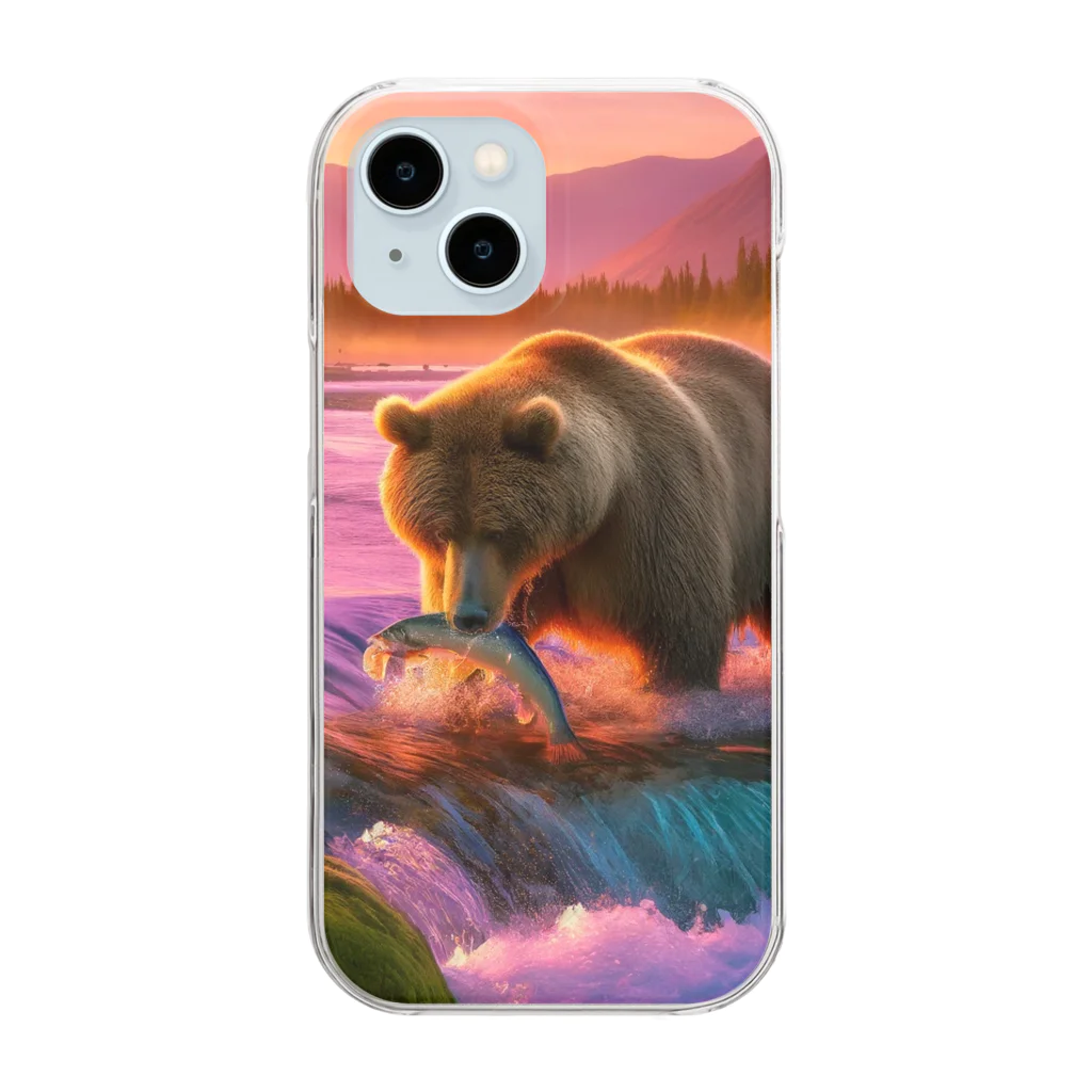 OHANA_087のアラスカのグリズリー Clear Smartphone Case