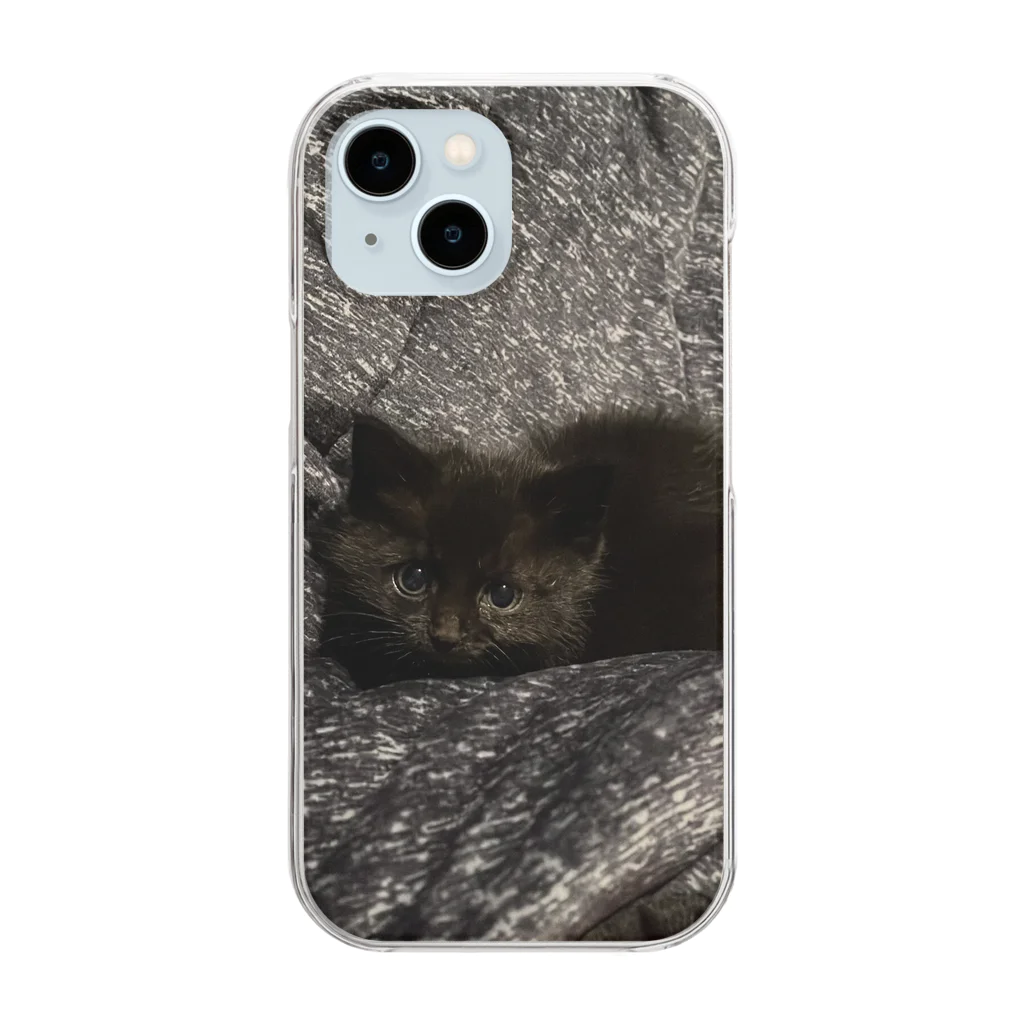 黒猫くぅのおみせの黒猫まいきー Clear Smartphone Case