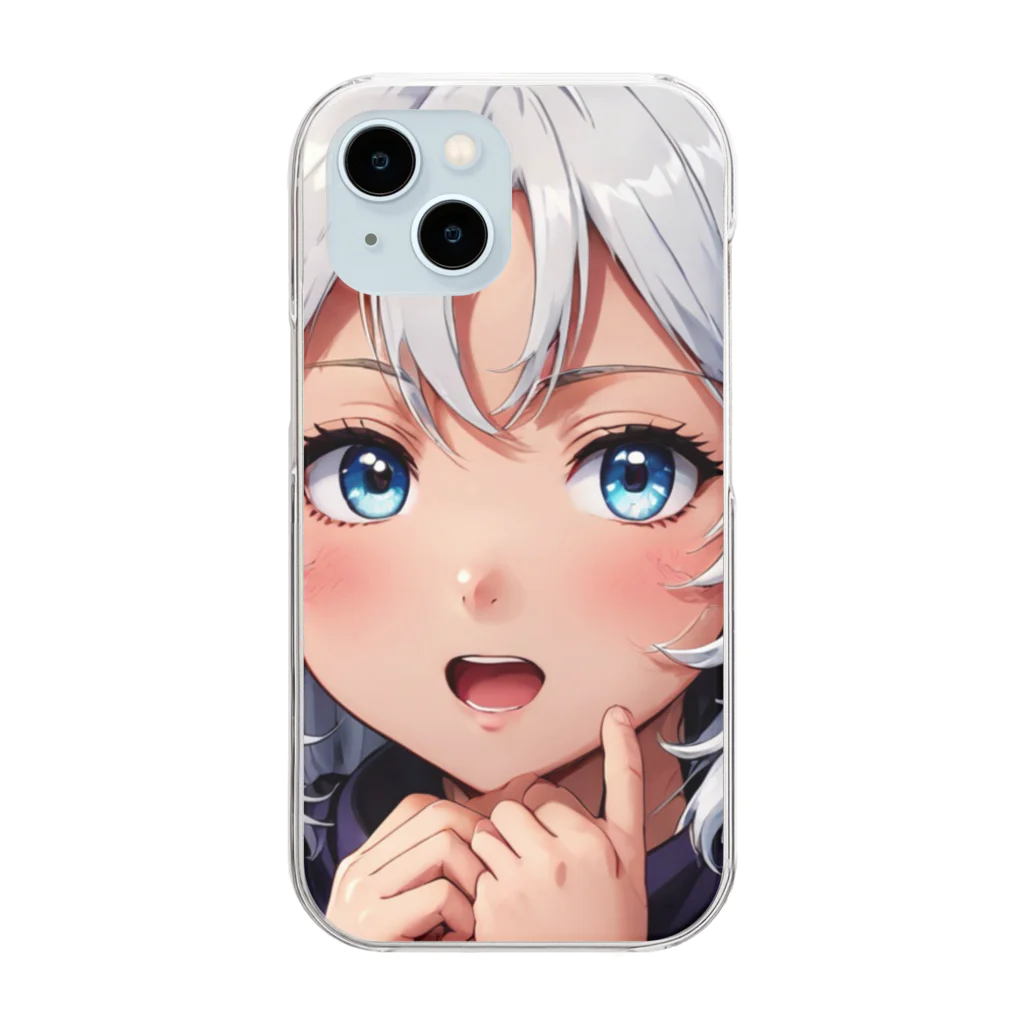 巫女スタぐらむのもふもふの美少女甘える Clear Smartphone Case