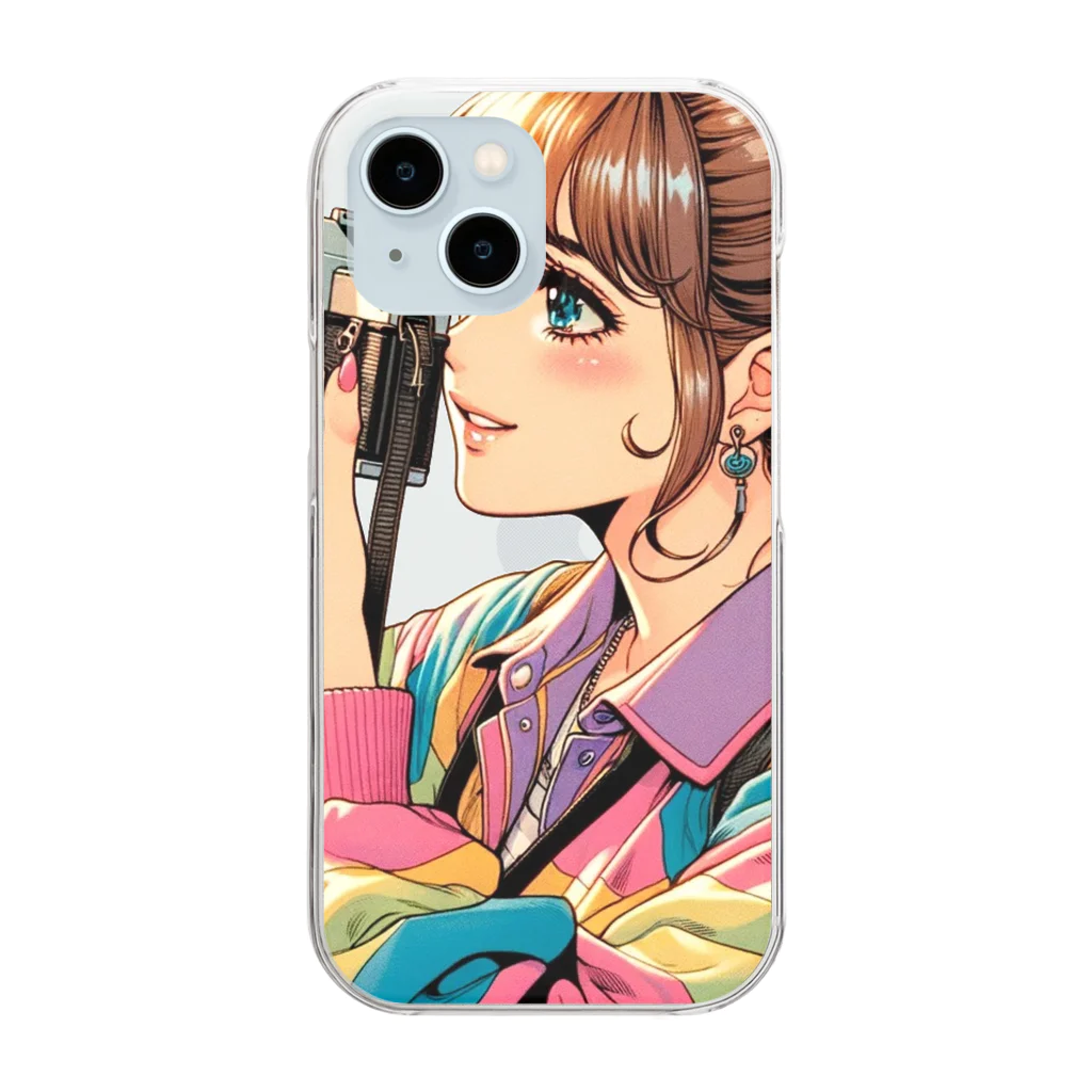 90'sタイムスリップ文具店の90'sカメラ少女① Clear Smartphone Case