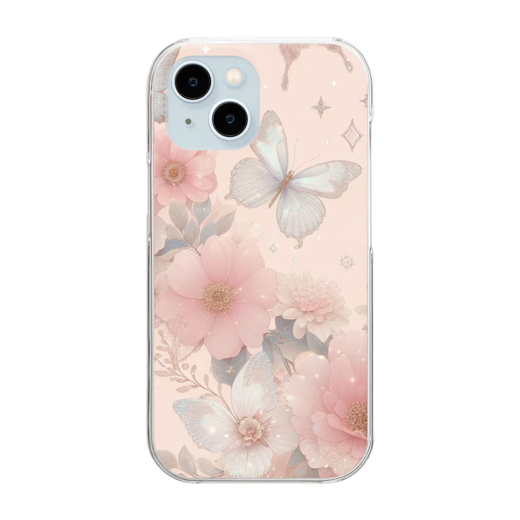 Chocolate-Lily-Mの☆フラワー・バタフライ☆ Clear Smartphone Case