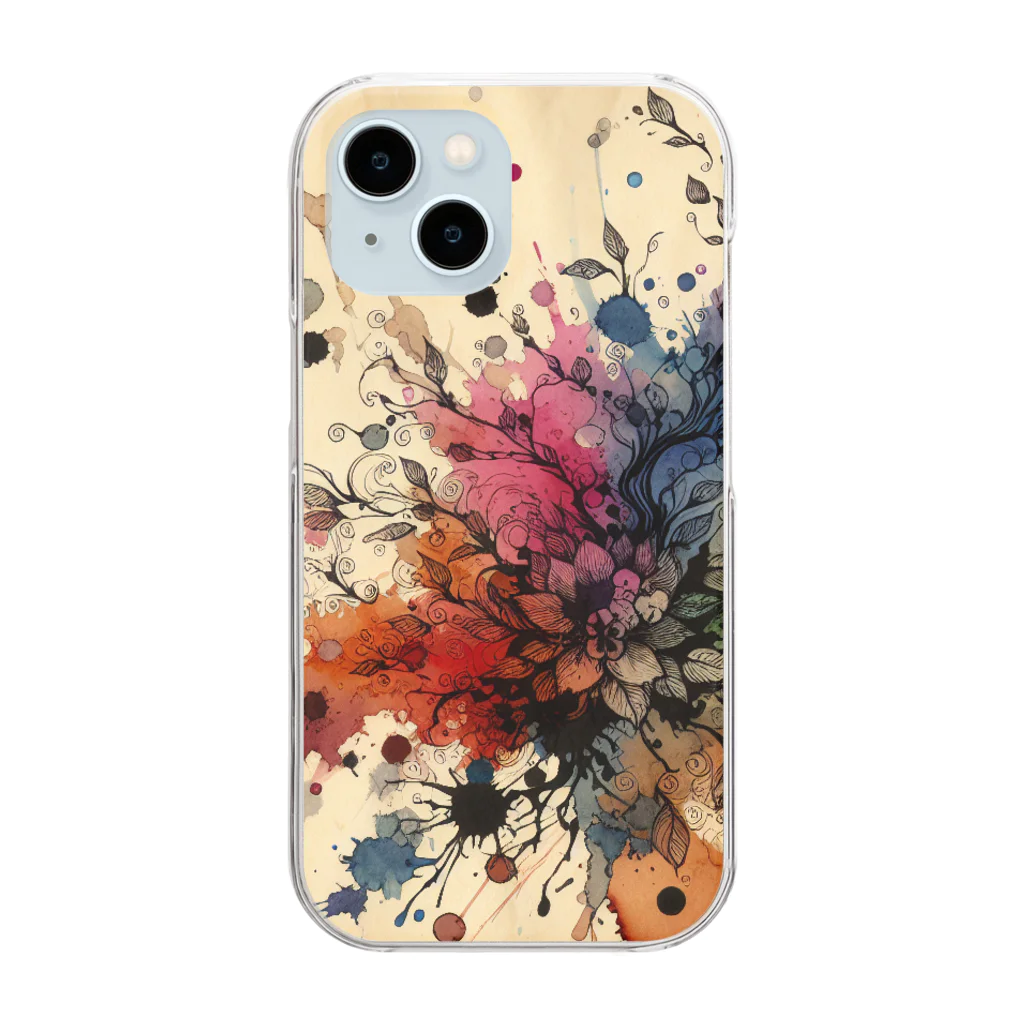 BEAR.Uの花束インク印刷 Clear Smartphone Case