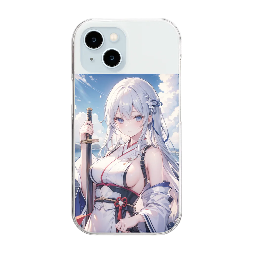 巫女スタぐらむの日本刀をもった美少女 Clear Smartphone Case