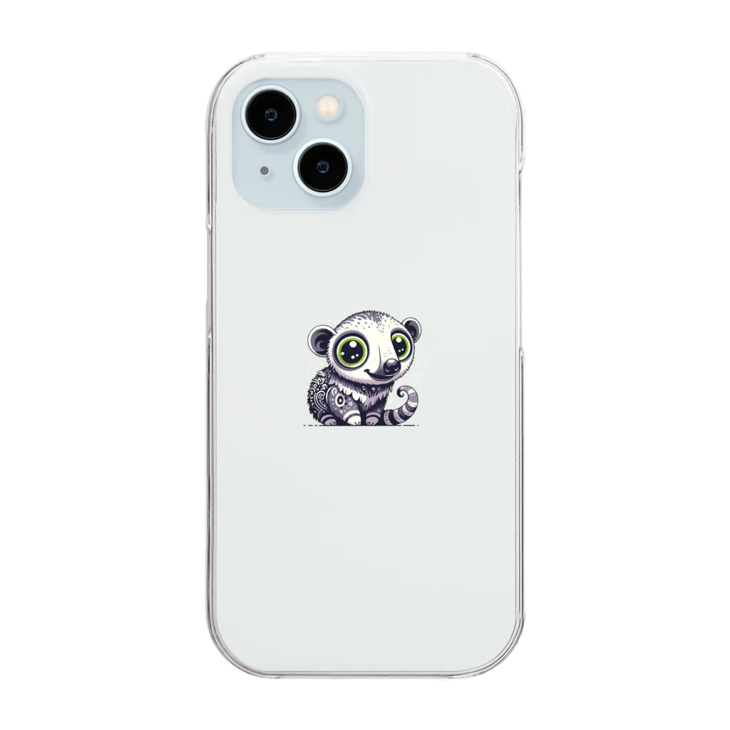 たんたん狸の不気味で可愛い森の不気味で可愛いタマンデュア001 Clear Smartphone Case