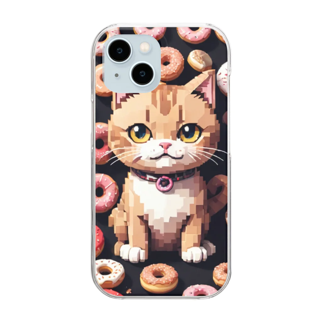 メロンパン猫のドーナツ溢れる猫 Clear Smartphone Case