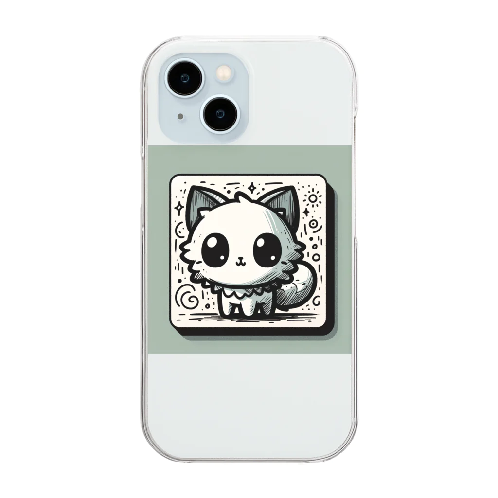 にゃんラボの落書きにゃんこシリーズ　コースターっぽい猫 Clear Smartphone Case