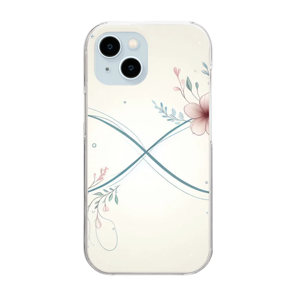 marin8の花柄∞マーク Clear Smartphone Case