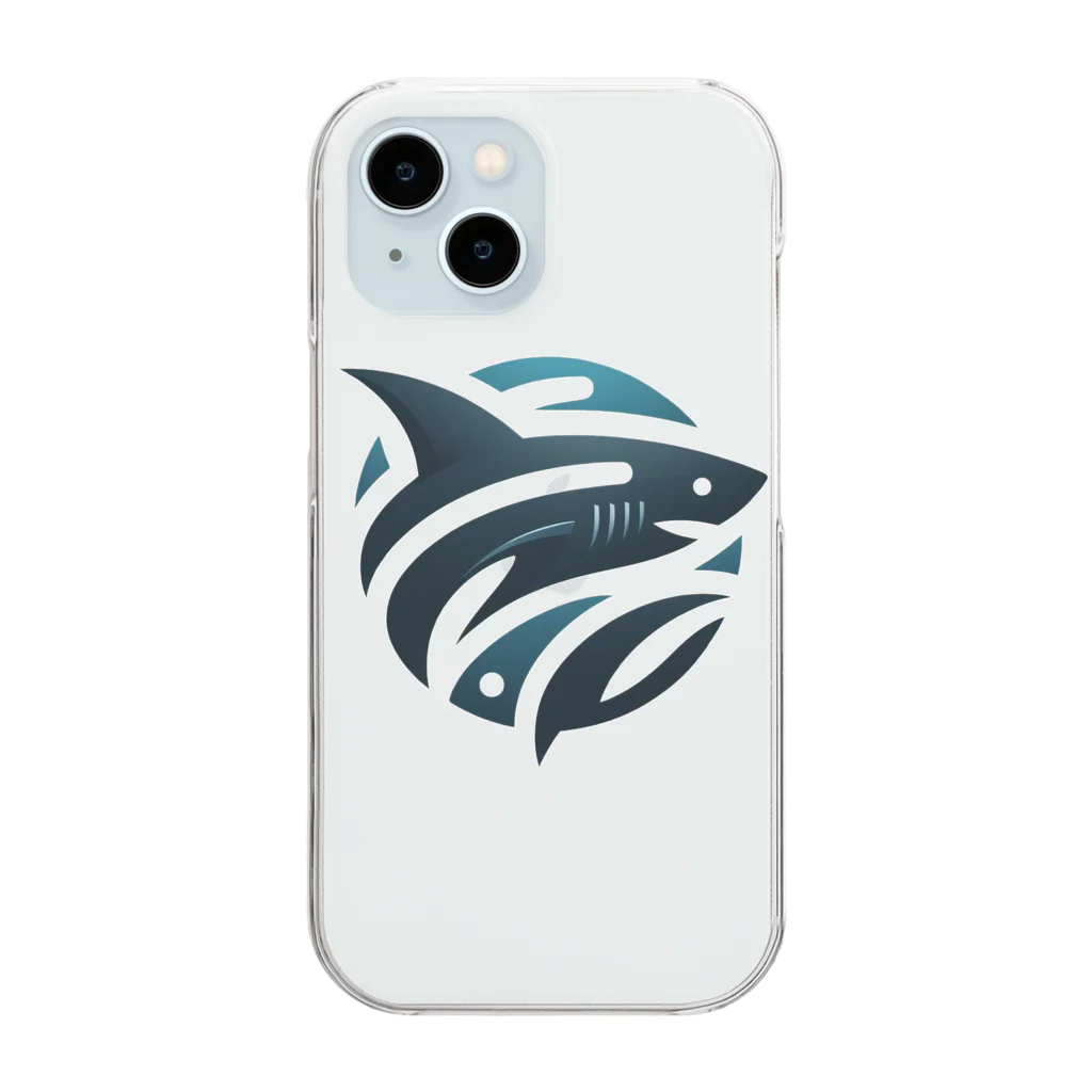  🌊 海の宝石ショップ 🐟のロゴシャーク Clear Smartphone Case