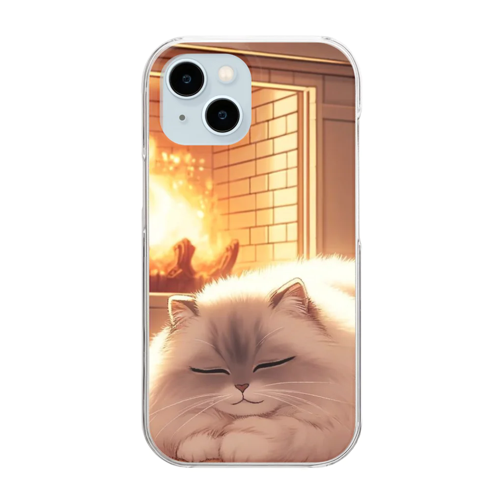 statham2865の暖炉猫 Clear Smartphone Case