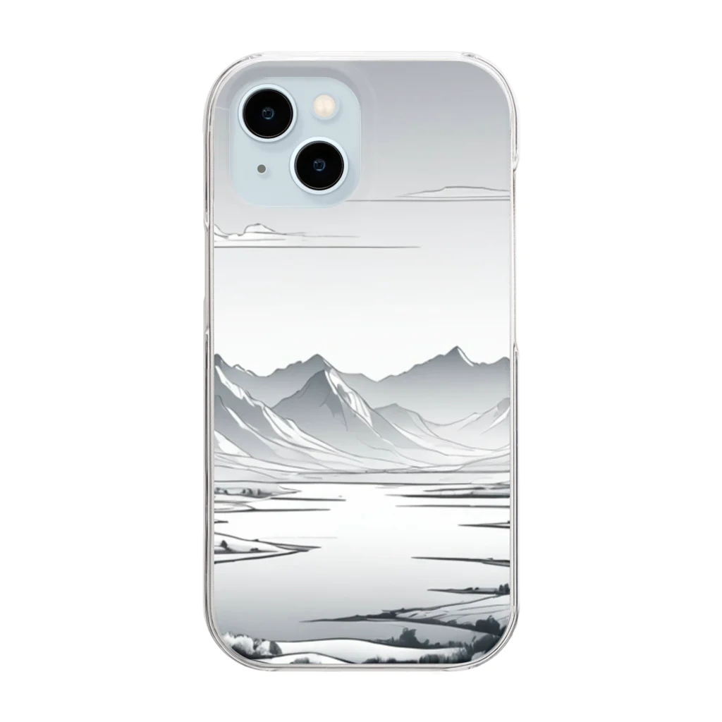 aICreationのモノクロの雪景色 Clear Smartphone Case