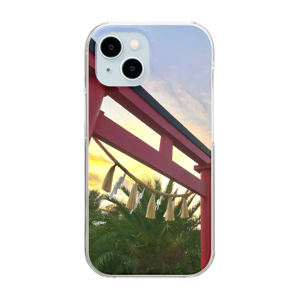 kayuuの夕陽に映える紅色の鳥居 Clear Smartphone Case