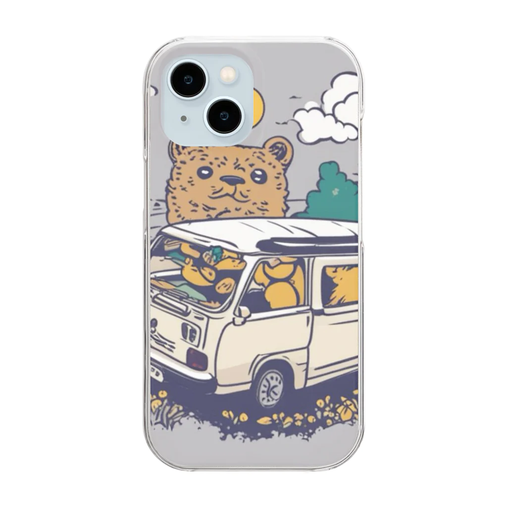 Harunashopの熊が車を運転中 Clear Smartphone Case