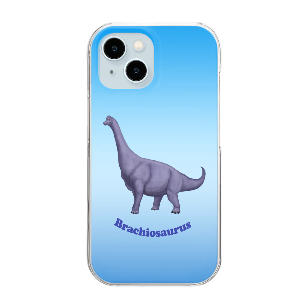 REDMOON_SAPPOROの恐竜スマホケース　ブラキオサウルス Clear Smartphone Case