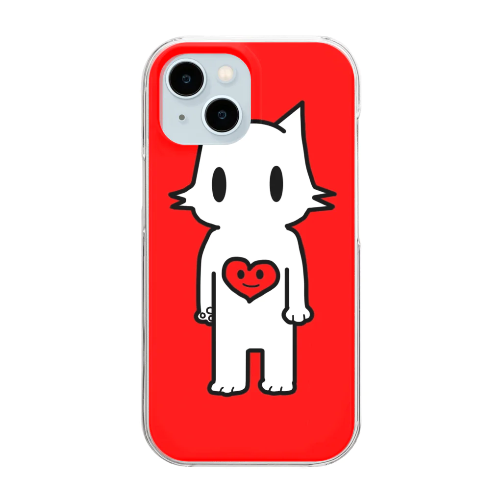 kotのムヒョウジョウなネコとあるヤボウをいだくココロ(ハート):red Clear Smartphone Case