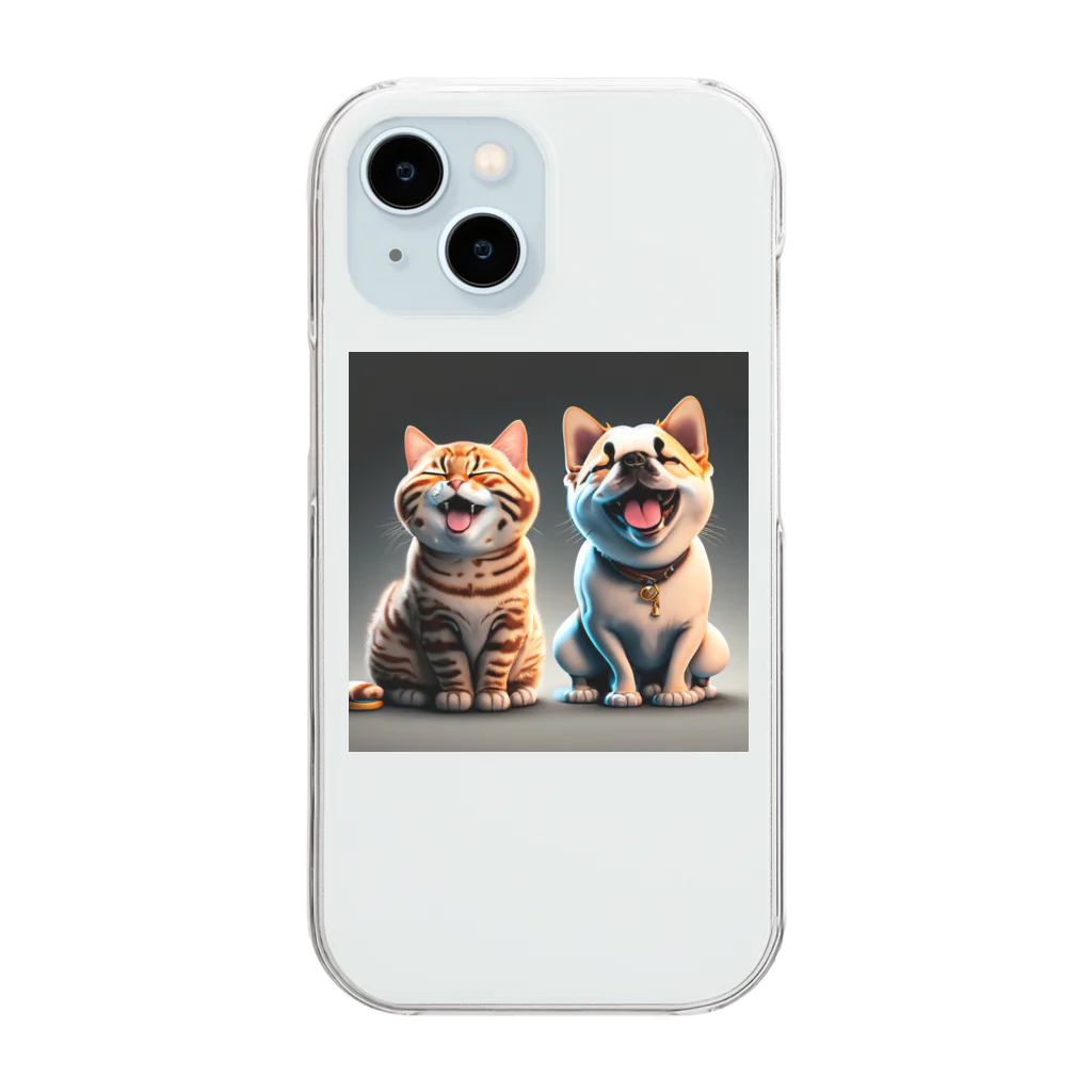 musashiyaのご機嫌な猫と犬 Clear Smartphone Case