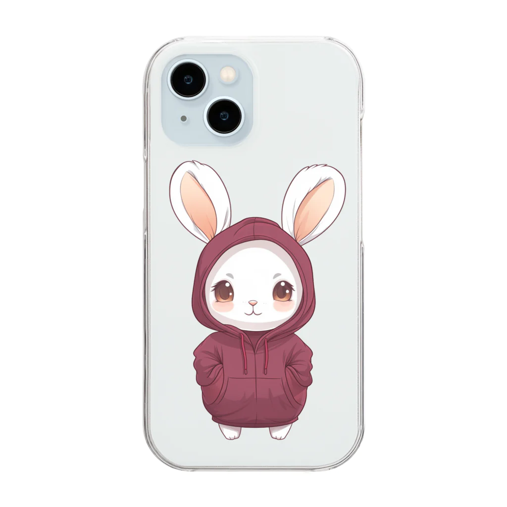 Vasetti_pressの赤パーカーを着ているうさぎちゃん Clear Smartphone Case