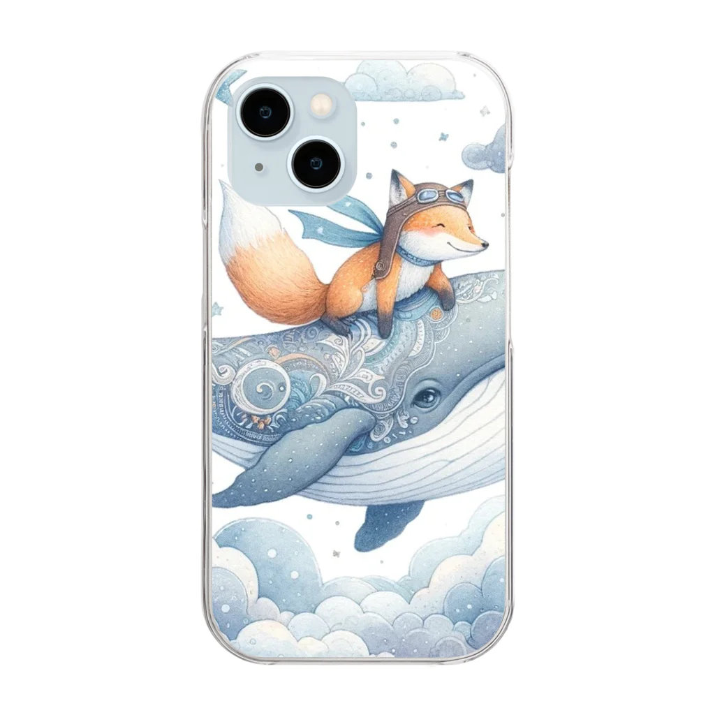 hinasoyuの鯨雲狐 Clear Smartphone Case