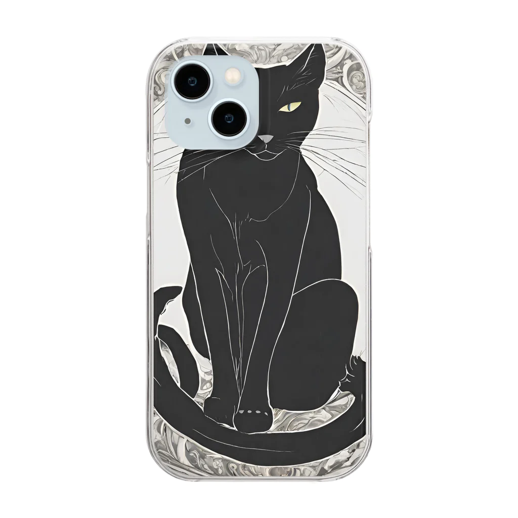 動物デザイングッズの黒猫 Clear Smartphone Case