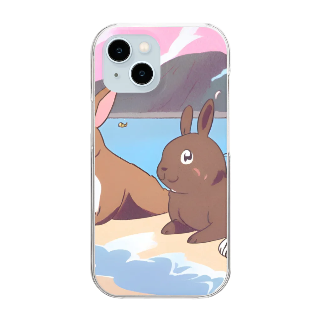 Chama's shopのビーチアニマル Clear Smartphone Case