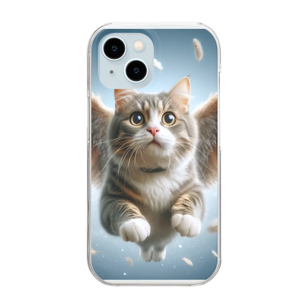 oz-chanの空飛ぶ猫リアル風1 Clear Smartphone Case