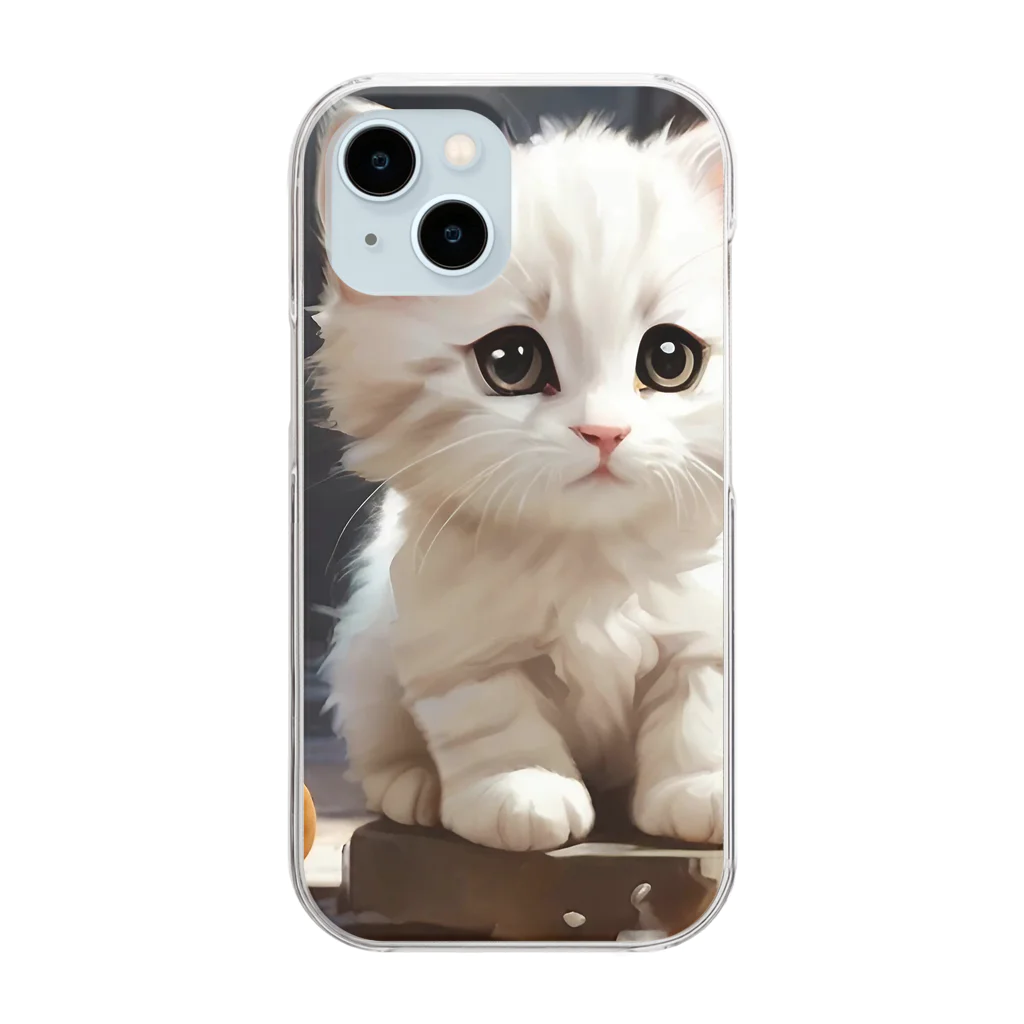 恥ずかしがり屋のねこショップのボールであそぼうとしているねこ Clear Smartphone Case