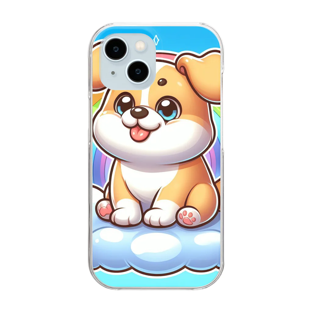 Minoyaの雲に乗った犬 Clear Smartphone Case