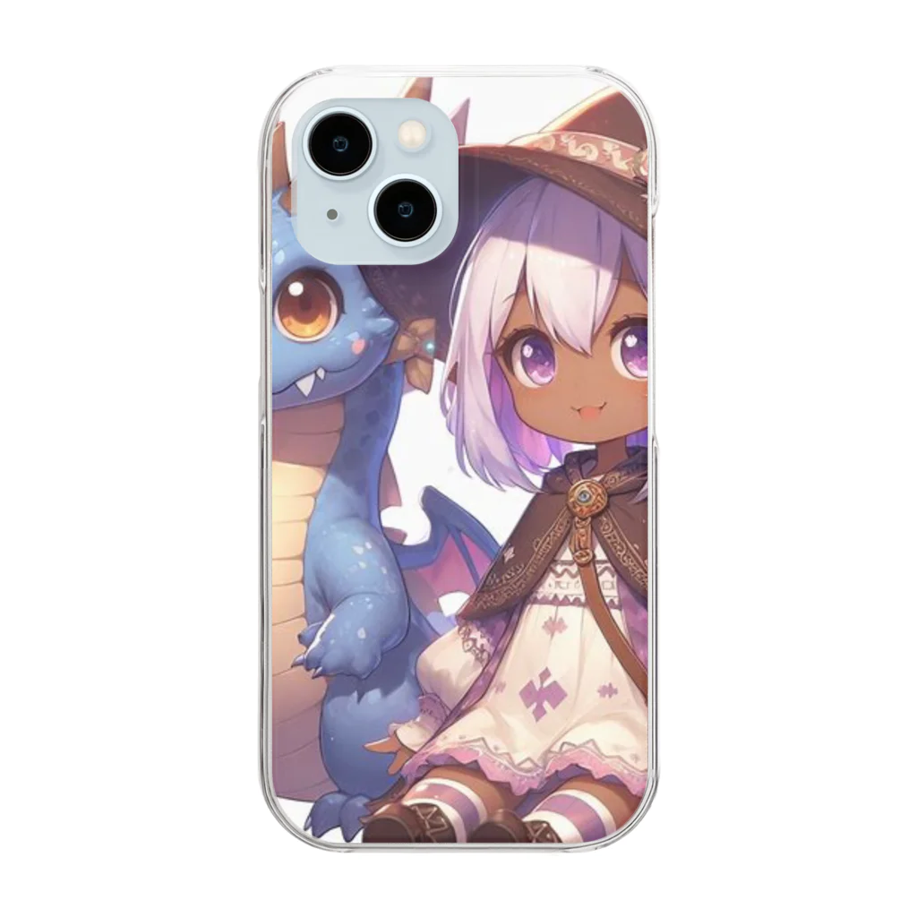 ピクセルパレットのドラゴンと可愛い女の子3 Clear Smartphone Case