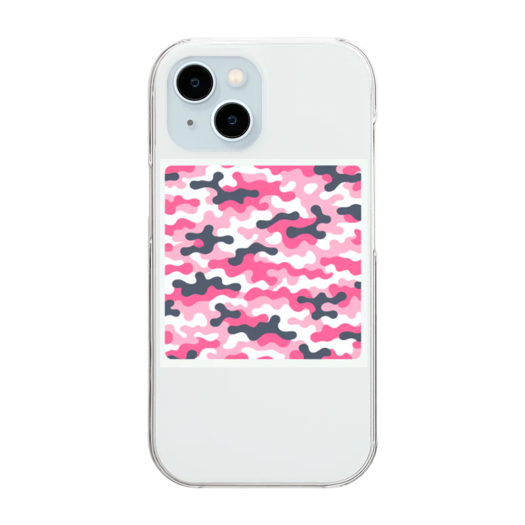carl-carlのカモフラ　ピンク Clear Smartphone Case