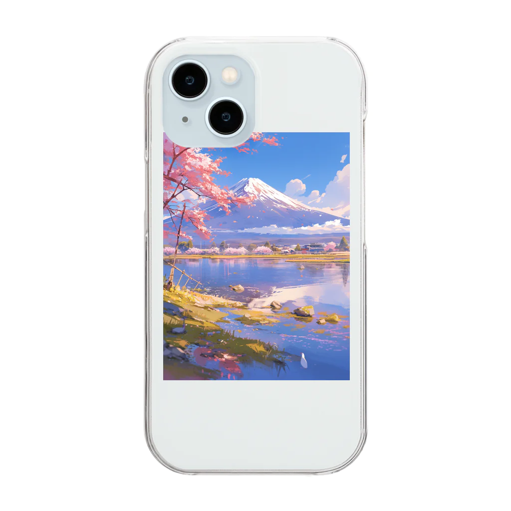 AQUAMETAVERSEの富士山とさくら Clear Smartphone Case