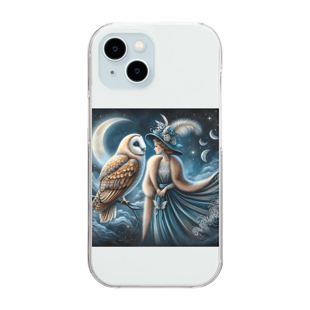 SWQAのフクロウと彼女 Clear Smartphone Case