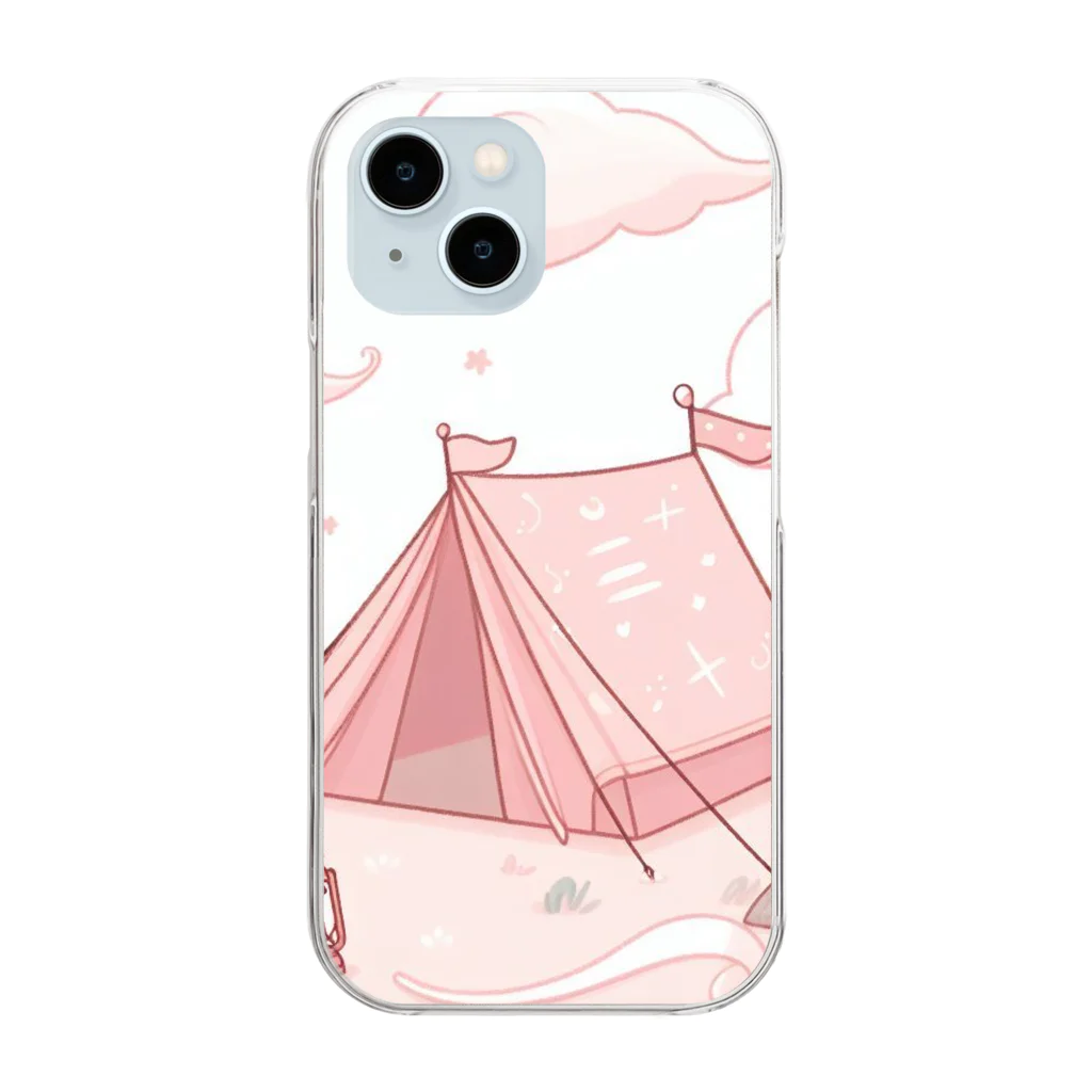 さちキャン(p)@さちcam(p)の山頂でキャンプ　テント　ふわふわピンク Clear Smartphone Case