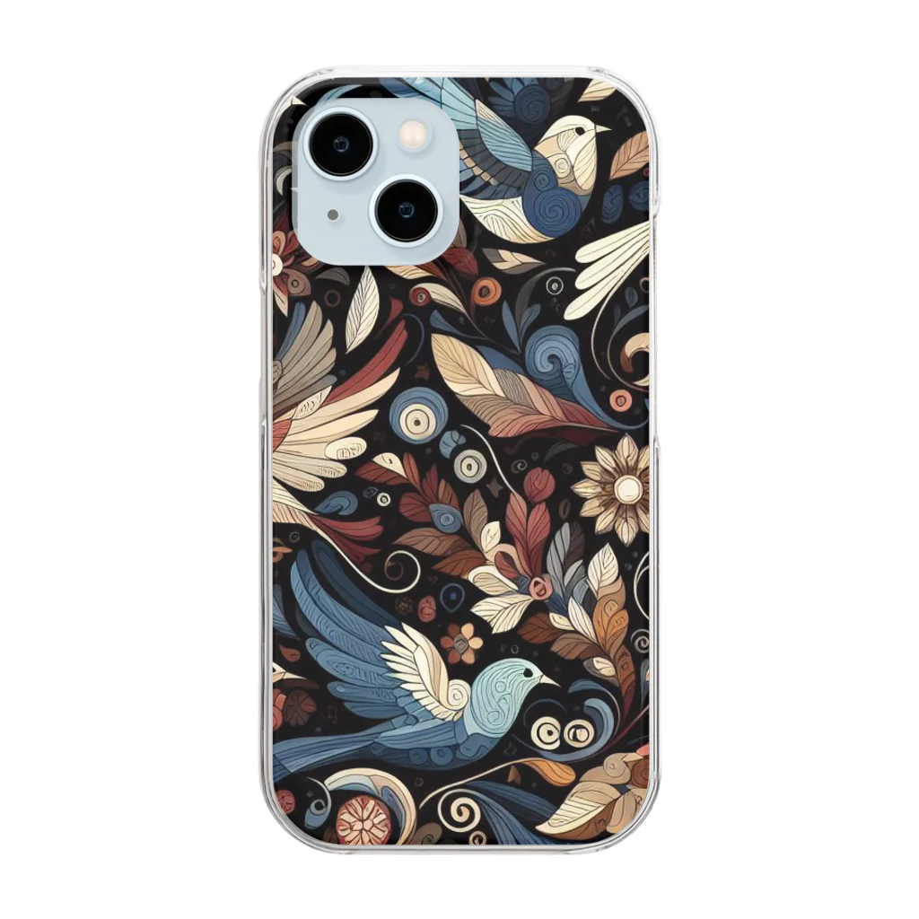 BONZEWORKSの花と鳥1 Clear Smartphone Case