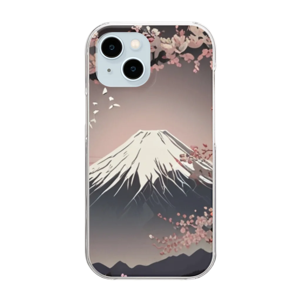 ころんと和み屋の桜と富士山 Clear Smartphone Case