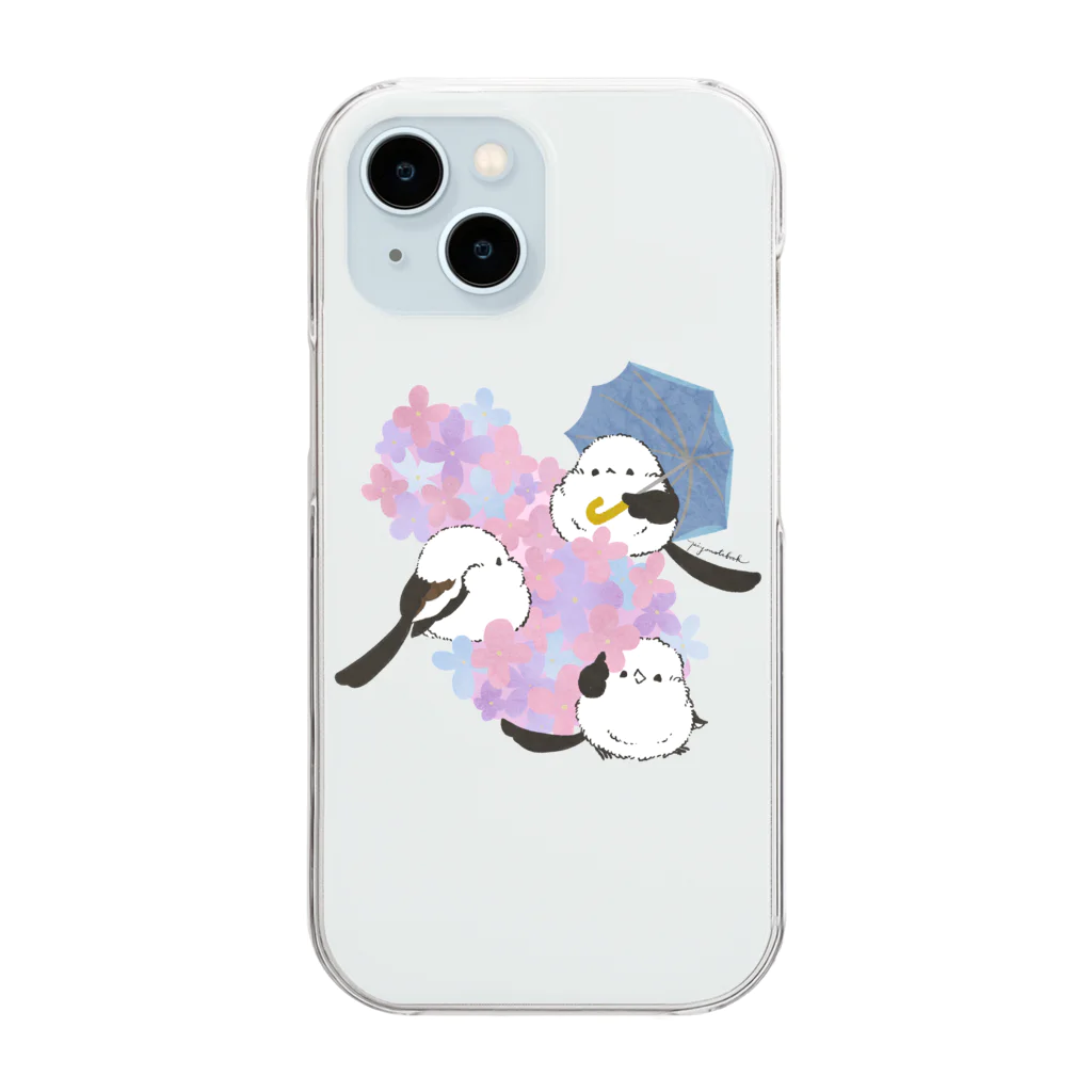 ぴよ手帖 | シマエナガ雑貨のあじさいとシマエナガ_かさ＠ぴよ手帖 | シマエナガ雑貨 Clear Smartphone Case