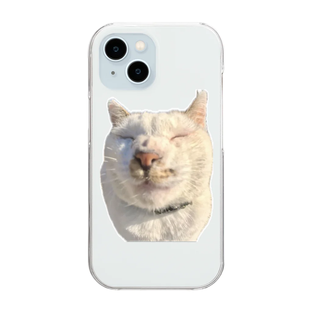 猫島のじかんのたまらない島猫のどアップ顔グッズ① Clear Smartphone Case