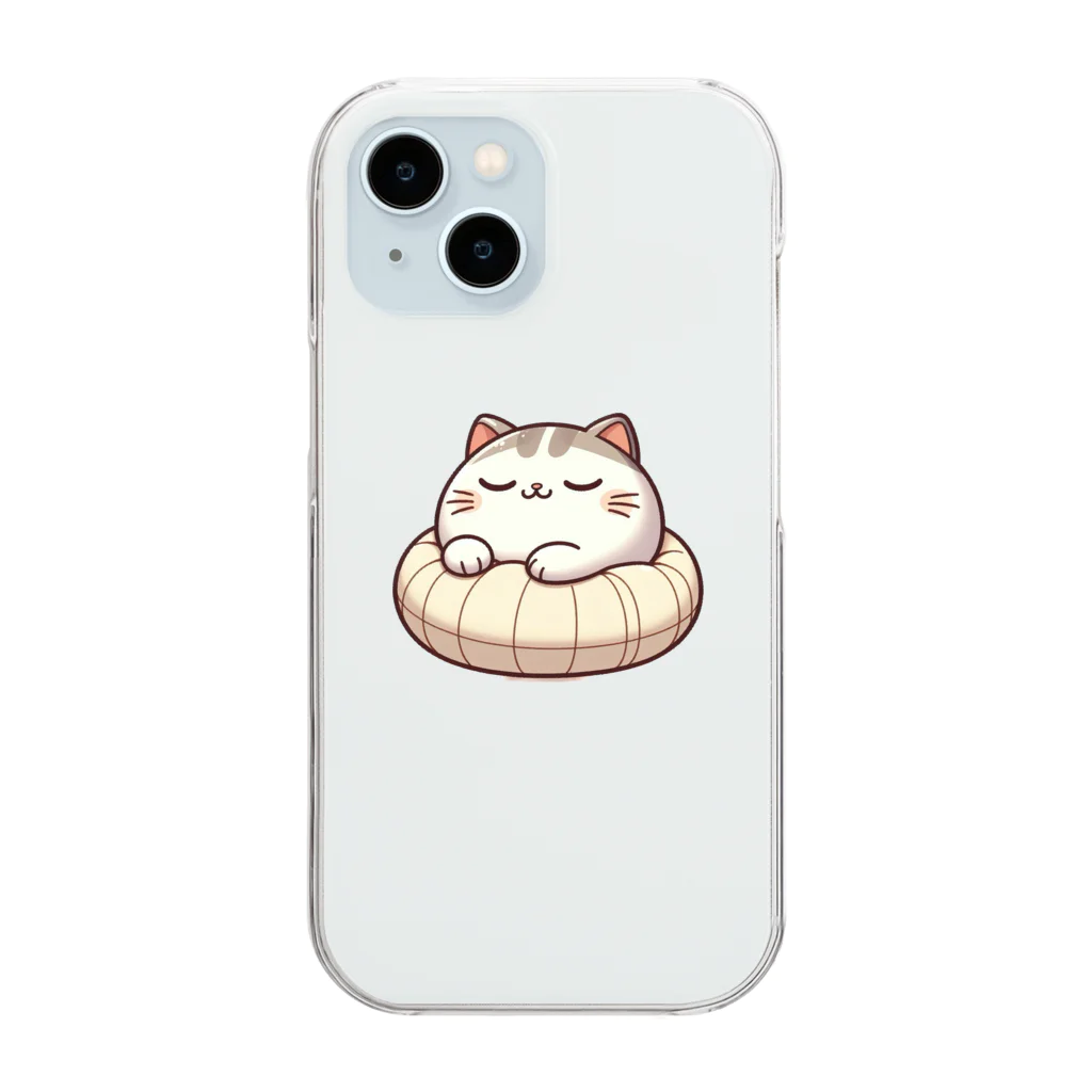 @猫グッズ製作所のかわいい猫の眠りまる Clear Smartphone Case