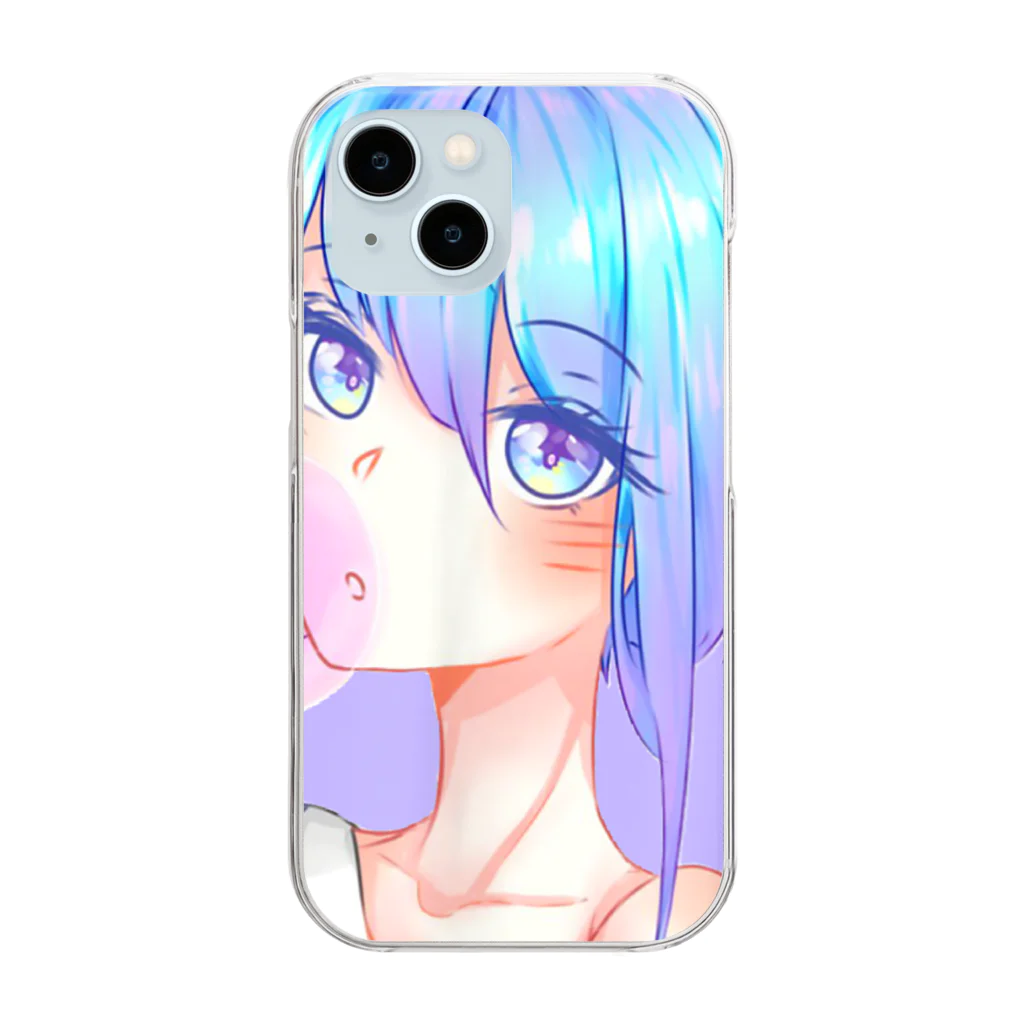 World_Teesのバブルガムを噛むアニメガール 日本の美学 アニメオタク Clear Smartphone Case