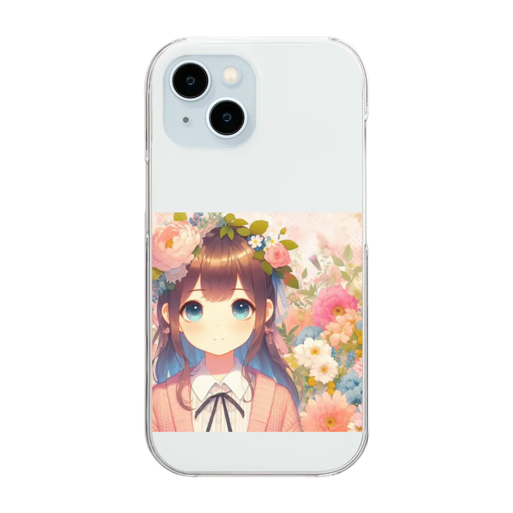 ピクセルパレットの可愛い女の子とお花10 Clear Smartphone Case