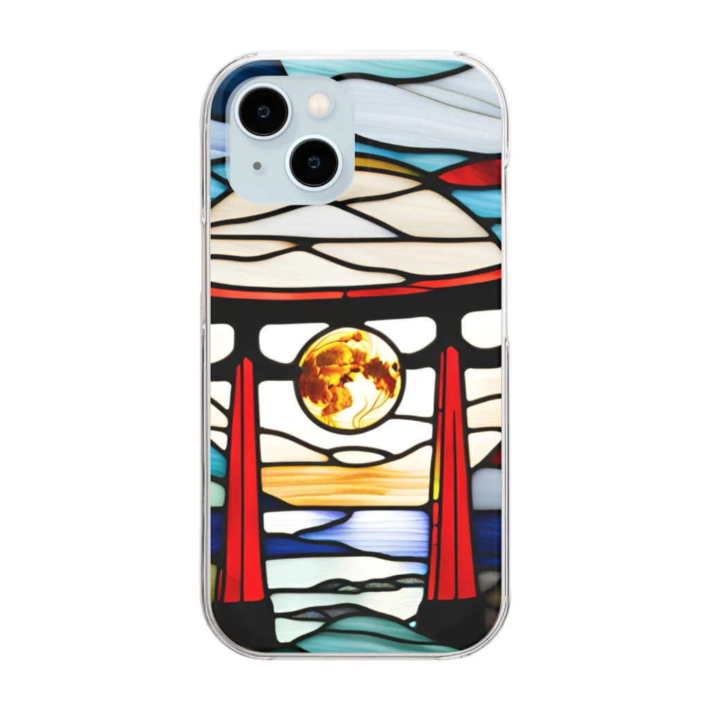 JoyfulMomentsCraftsの満月と鳥居　ー Full Moon and Torii ー Clear Smartphone Case