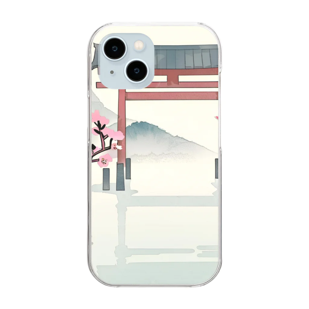 JoyfulMomentsCraftsの桜と鳥居　ー Cherry Blossoms and Torii ー Clear Smartphone Case