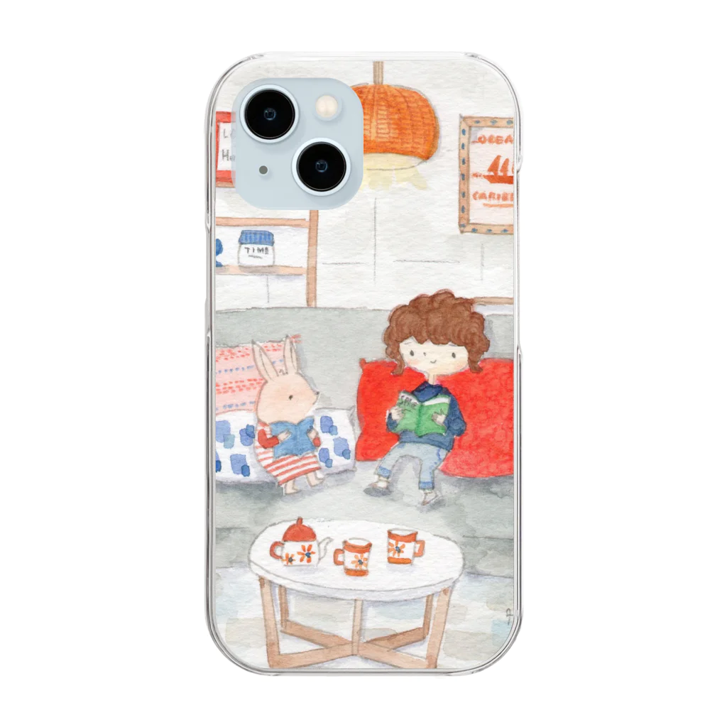 ブルーグリーンの大好きなソファ Clear Smartphone Case