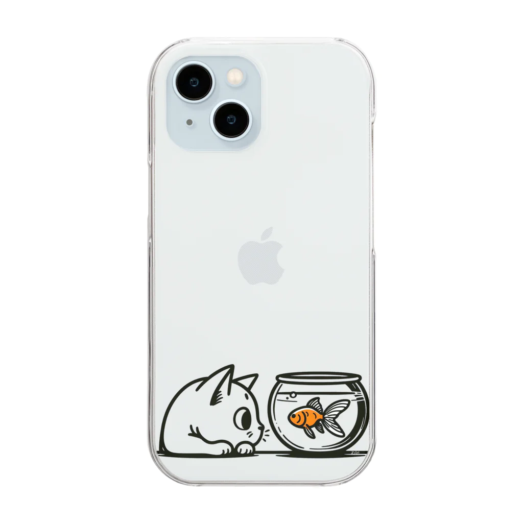 lblの猫と金魚 Clear Smartphone Case