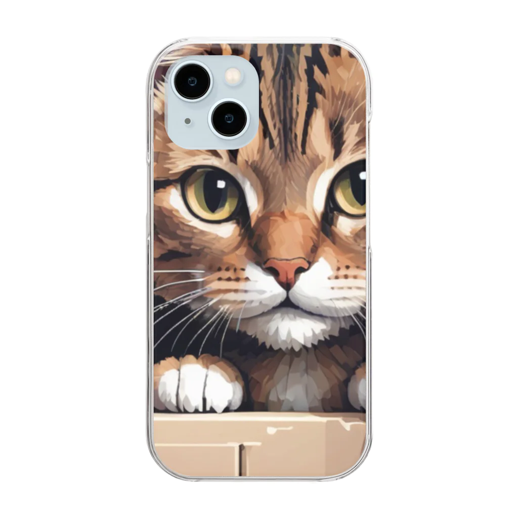 CozyKittyCornerの物陰から観察するかわいい猫 Clear Smartphone Case