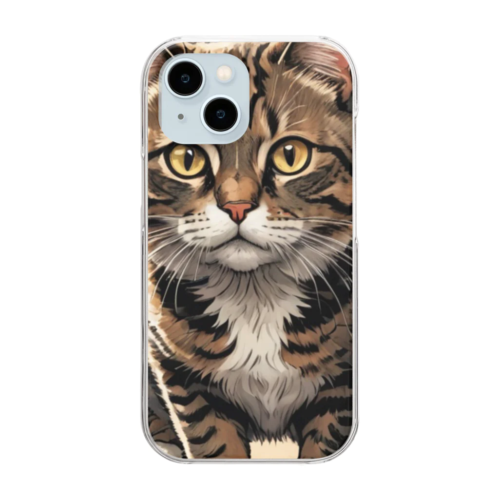 manaco-の覗き猫ちゃん Clear Smartphone Case